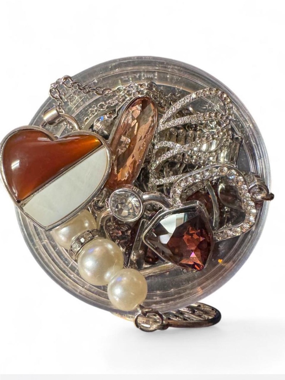 Beautiful Silver Tone Jewelry Jar